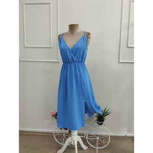 Vestido Midi Aerobin con Escote Cruzado y Abertura Lateral para Mujer, 36936 - Azul - Product Image 5