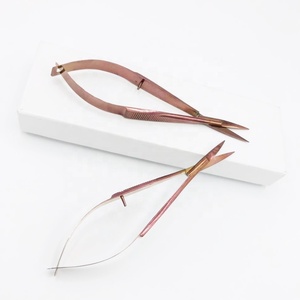 Vente en gros ciseaux à ressort professionnels pour cils en acier inoxydable massif couleur or rose ciseaux à ressort pour cils personnalisés - Product Image 1
