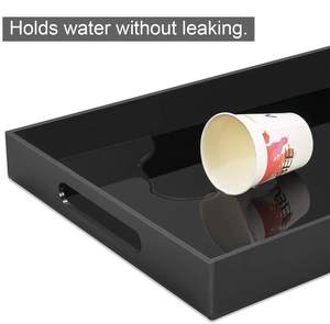 2025 Vibrant <b>Black</b> Serving Tray Large Acrylic Tray, Decorative Display Stand, <b>Dressing</b> <b>Table</b> Tray with Handle - Product Image 5