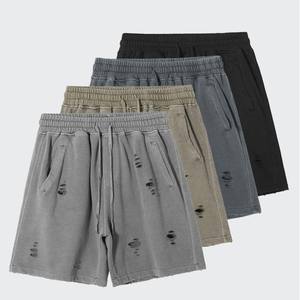 Nouveau design en gros unisexe personnalisé blanc 100% coton décontracté Vintage en détresse shorts d'été pour hommes avec poches - Product Image 6