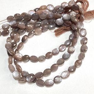 Perles ovales à facettes en pierre de lune en chocolat naturel en gros perle de pépite de pierres précieuses brunes de la meilleure boutique de perles - Product Image 5