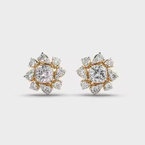 Boucles d'oreilles en diamant de taille ronde les plus vendues en or 14 carats, parfaites pour un usage quotidien ou un cadeau attentionné pour elle à vendre. - Product Image 1