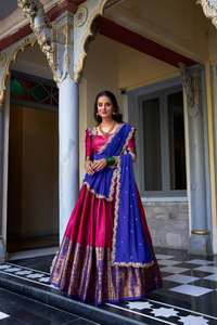 ชุดเดรสผ้าไหม chaniya choli อินเดียดั้งเดิมชุดเดรส navratri สำหรับ navratri สวม Garba lehenga flared จัดส่งฟรี - Product Image 3