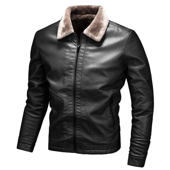 High Quality Fashion Windproof Men's Leather Motorcycle Jacket Plus Size European Men Genuine Leather Jacket