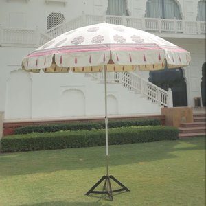 Modern Peach Valance Wooden <b>Frame</b> Parasol Umbrella Manual Control Big Print List Simple Style-New Arrival for Garden Resorts - Product Image 1