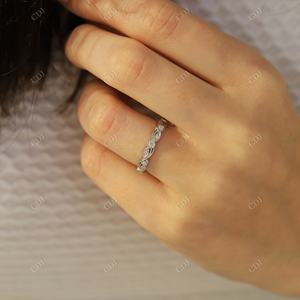 Banda de boda personalizada de moissanita, joyería de marca de lujo de alta calidad, Vintage, oro blanco sólido de 18K, para mujeres - Product Image 6