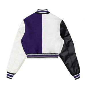 Venta al por mayor nueva tendencia logotipo personalizado nueva moda elegante chaqueta universitaria recortada para mujer 100% algodón ecológico reversible - Product Image 2