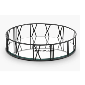 Style européen Meilleures ventes Plateau de service de luxe en acier inoxydable Snack Dessert Conception monocouche Poignées en or - Product Image 6