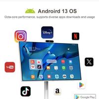 Android yeni Trend taşınabilir kapalı hareketli dönebilir Wifi Blueteeth dokunmatik ekran Bestie stant TV Android 32 inç 4k akıllı TV