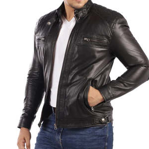 เสื้อแจ็กเก็ตหนังผู้ชายกันลมทนทานเสื้อแจ็กเก็ตผู้ชายดีไซน์ดีที่สุดพร้อมบริการแข่งขัน - Product Image 2