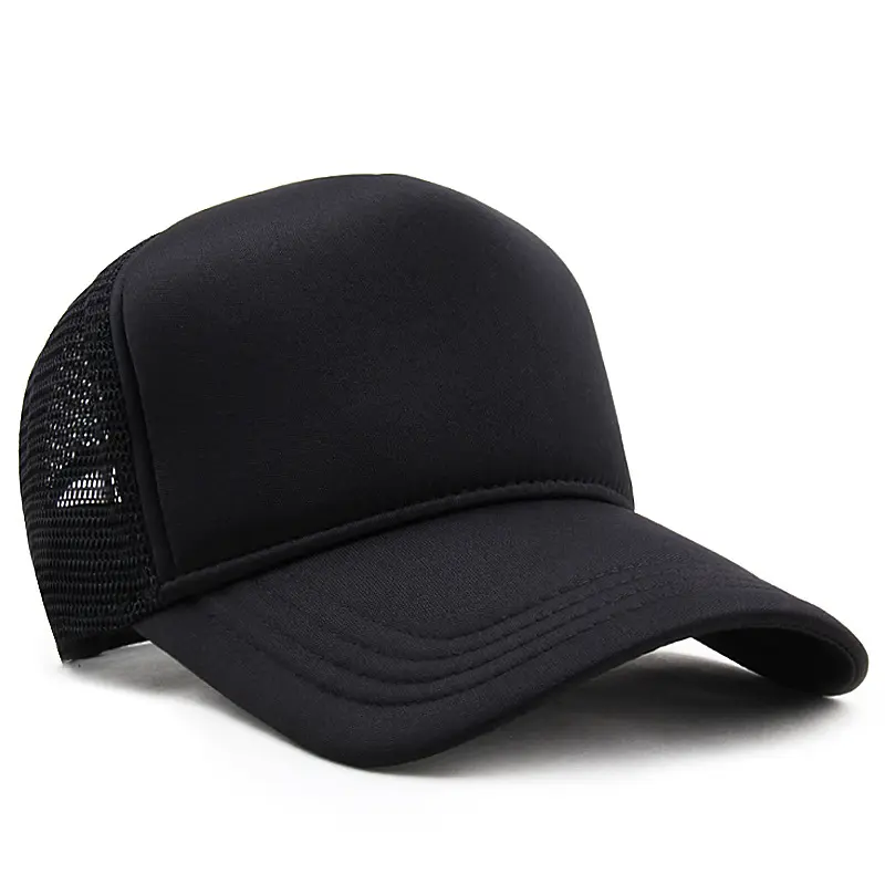 Produttore ricamo personalizzato per uomo Unisex 6 pannelli Black Run Baseball Sport cappello da Baseball in rete bianca
