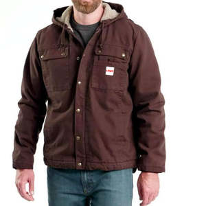 Men's Custom <b>Vintage</b> Faded Washed Covered Button Carpenter Autumn Hooded Slim Streetwear Duck Canvas Work Front Logo - Product Image 6