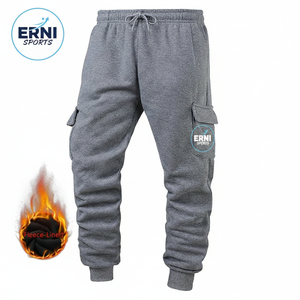 Men Winter <b>Fleece</b> Drawstring Mid Waist Printed Warm Windproof Sport Jogger Pants Casual Cargo <b>Trousers</b> - Product Image 2