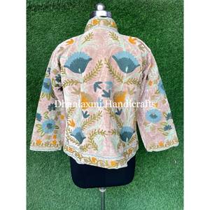 Suzani เย็บปักถักร้อยมือผู้หญิงสวมใส่สําหรับฤดูใบไม้ผลิและฤดูใบไม้ร่วง Unisex ผ้าฝ้ายแจ็คเก็ตกํามะหยี่นุ่มเสื้อฤดูหนาว Boho ฮิปปี้ - Product Image 5