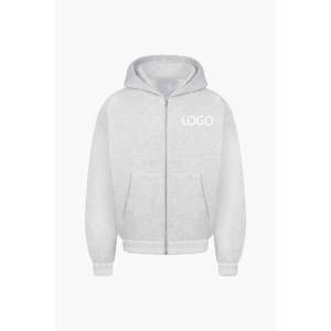 Mens Solid Grey Custom Logo <b>Full</b> <b>Zip</b> <b>Hoodie</b> and Matching Jogger Sweatpants Tracksuit Trackstar OEM Private Label - Product Image 6