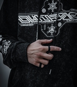 Ropa Urbana de Invierno de Alto Gramaje, Teñida, con Lavado Ácido y Efecto Desgastado, con Logotipo Bordado Personalizado, Estilo Oversize High Street - Product Image 4