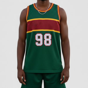 Maillot de basket-ball personnalisé OEM imprimé, 100 % polyester, sublimation par transfert, séchage rapide, respirant, antibactérien, grandes tailles - Product Image 1