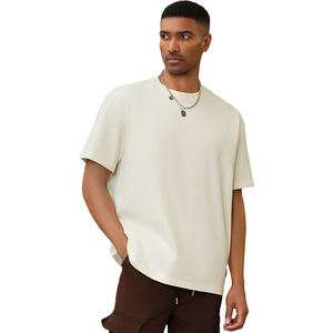 T-shirt manches courtes à épaules tombantes pour hommes de grande taille T-shirt 100% coton T-shirt vierge surdimensionné pour hommes - Product Image 3