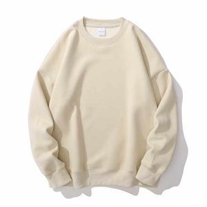 Automne/hiver 450G coton sweat à col rond plaine Logo surdimensionné pour hommes/femmes tissu polaire avec motif imprimé - Product Image 3