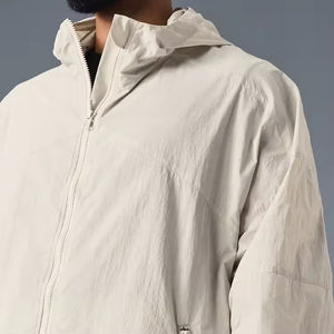 Custom <b>Men's</b> Nylon Windbreaker <b>Jacket</b> with Stand Collar Breathable <b>Corduroy</b> Fabric Casual Style Summer waterproof Zipper Track - Product Image 5