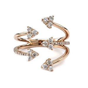 Custom Made Vintage Wedding & Anniversary Party 18k Solid Rose Gold Real Diamond Round Prong Setting Hyperbole Ring for Women - Product Image 1