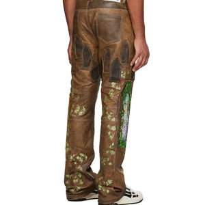Pantalon en cuir de haute qualité, style streetwear, coupe droite, taille mi-haute, imperméable, pour hommes, avec couleurs et tailles personnalisables - Product Image 3