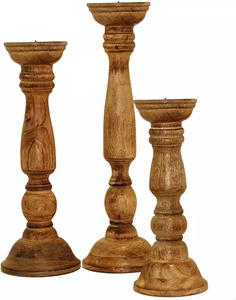 Candelabro de madera Vintage, soporte para Decoración de mesa antigua, vela de boda, directo de fabricación - Product Image 6