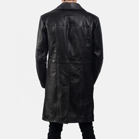 Nouveaux manteaux longs en cuir noir jais entièrement personnalisables, style avant zippé, col rond, coupe-vent, imperméables, écologiques, séchage rapide, hiver