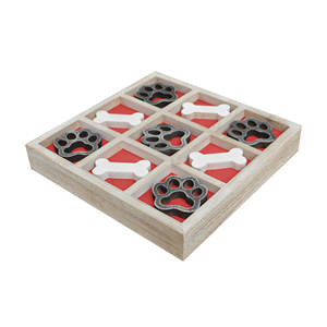 Jeu de société Tic Tac Toe en bois sur le thème des chiens, jeu de stratégie classique, divertissement familial, jeu artisanal - Product Image 3