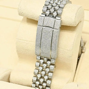 Reloj de diamante de moissanita con pantalla analógica de lujo de alta calidad totalmente helado automático resistente acero inoxidable - Product Image 2