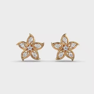 Boucles d'oreilles en or jaune plaqué diamant, élégantes et simples, pour femmes, à prix abordable, vente en gros - Product Image 1
