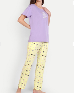 2024 nuevo diseño Conjunto de pijama para mujer ropa de dormir de algodón y ropa de dormir conjunto de pijama estampado manga larga cuello redondo Top y pantalones - Product Image 3