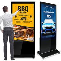 Layar LCD Digital Signage 55 Inci, Tipe Lantai, untuk Iklan, Pemutar Media Video dengan Perangkat Lunak Android CMS, WiFi 3G/4G