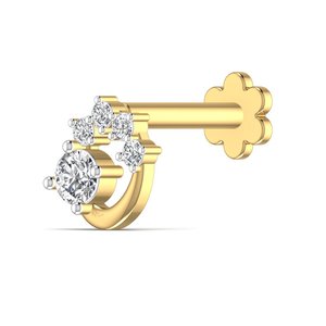 14kt Artistic Design Natural Diamond <strong>Nose</strong> Pin for Women <strong>in</strong> Yellow Rose &amp; White Gold Birthday Wedding Gift - Product Image 1