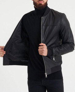 Chaqueta de cuero marrón suave al tacto para hombre hecha con cuero de primera calidad disponible en colores personalizados chaqueta de moda con cierre de cremallera - Product Image 2
