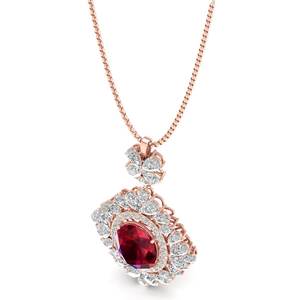 Colliers pendentifs en rubis de 8,84 carats de forme ovale au design classique REYES pour femmes, bijoux en argent sterling 925 avec moissanite - Product Image 3