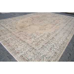 พรมวินเทจขนาดใหญ่ 8.4x12.5 ฟุต (255x381 ซม.) พรมตุรกีขอบสีเบจ - Product Image 3