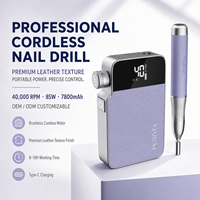 Máquina Eléctrica Inalámbrica para Uñas 40000 RPM, Taladro Digital sin Escobillas de 40 Velocidades para Extensión de Gel, Recarga y Remoción de Esmalte