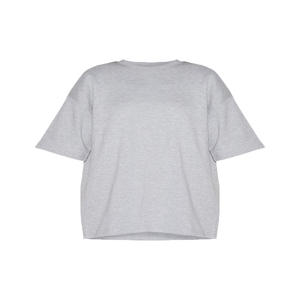 Camiseta de Manga Corta, Holgada, Informal, Ecológica, Transpirable, Talla Grande, de Lona, 100% Algodón Orgánico para Mujer, Color Gris - Product Image 1