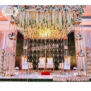 Mandap métallique pour événements de mariage, nouveau design, décoration de mariage, mandap carré en métal, ensemble de mandap de mariage unique éclairé par des bougies, États-Unis - Product Image 1