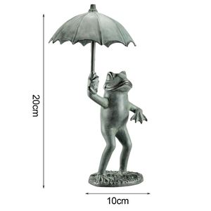 รูปปั้นกบแกะสลักสีเขียวพร้อมร่มรูปปั้นสวนรูปปั้นกบหล่อแบบแฮนด์เมดรูปปั้นบ้านไร่ - Product Image 4