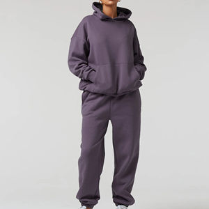 Chándal de mujer, chándal informal liso, chándal de mujer con logotipo de gran tamaño, chándal de dos piezas para mujer - Product Image 2