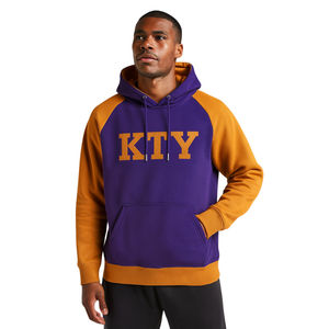 Sudadera con Capucha Omega Bordada, Premium, Morada y Dorado Antiguo, Mangas Raglán, Ropa de Fraternidad Griega, Divine Nine, Ropa Universitaria HBCU - Product Image 1