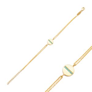 Turquesa CZ piedra diseño de forma redonda venta al por mayor hecho a mano 925 plata esterlina joyería fina encanto pulsera - Product Image 1