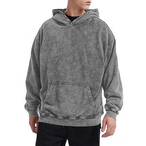 Sweat à capuche en coton surdimensionné pour hommes, manches longues personnalisées, lavé à l'acide, qualité supérieure, sweat à capuche lourd et lavé à l'acide pour hommes et femmes - Product Image 1
