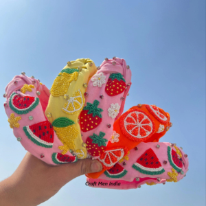 Luxury Shinny Beaded Fabric Custom <b>Headband</b> Spring and Summer Beaded knotted <b>Headband</b> <b>Beach</b> <b>Headbands</b> colorful Hair Accessories - Product Image 1