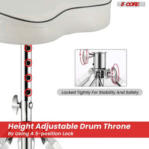 5 Core Drum Throne 3 <b>Padded</b> Guitar Stool Drummer <b>Chair</b> Adjustable Musician Seat - Product Image 4
