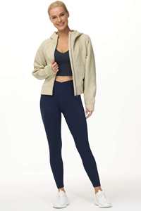 Sweat-shirt à capuche décontracté pour femme en polaire avec fermeture éclair et logo, pour l'automne/hiver, entraînement, yoga, coupe ample - Product Image 5