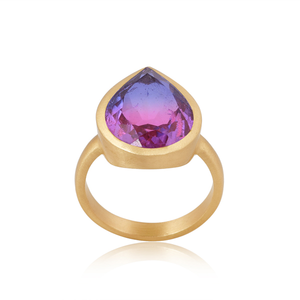 Bio Tourmaline Doublet Quartz Gemstone Bezel <b>Set</b> <b>Ring</b> Manufacturer 18k Gold Plated Fashion Brass <b>Ring</b> Jewelry - Product Image 1