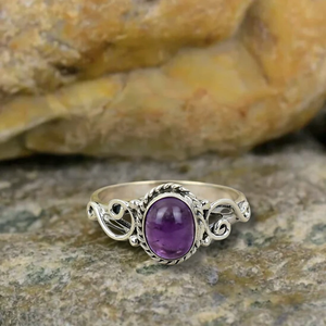 925 argent Sterling améthyste pierre de naissance pierre précieuse bague en cristal fait à la main femmes bijoux anniversaire cadeau parfait pour elle - Product Image 1